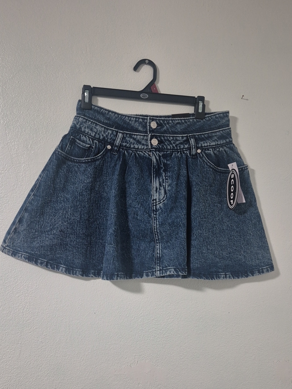 Scoop Blue Denim Mini Skirt with Double Waistband Size 6